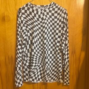 Black & White Checkerboard Long Sleeve Top